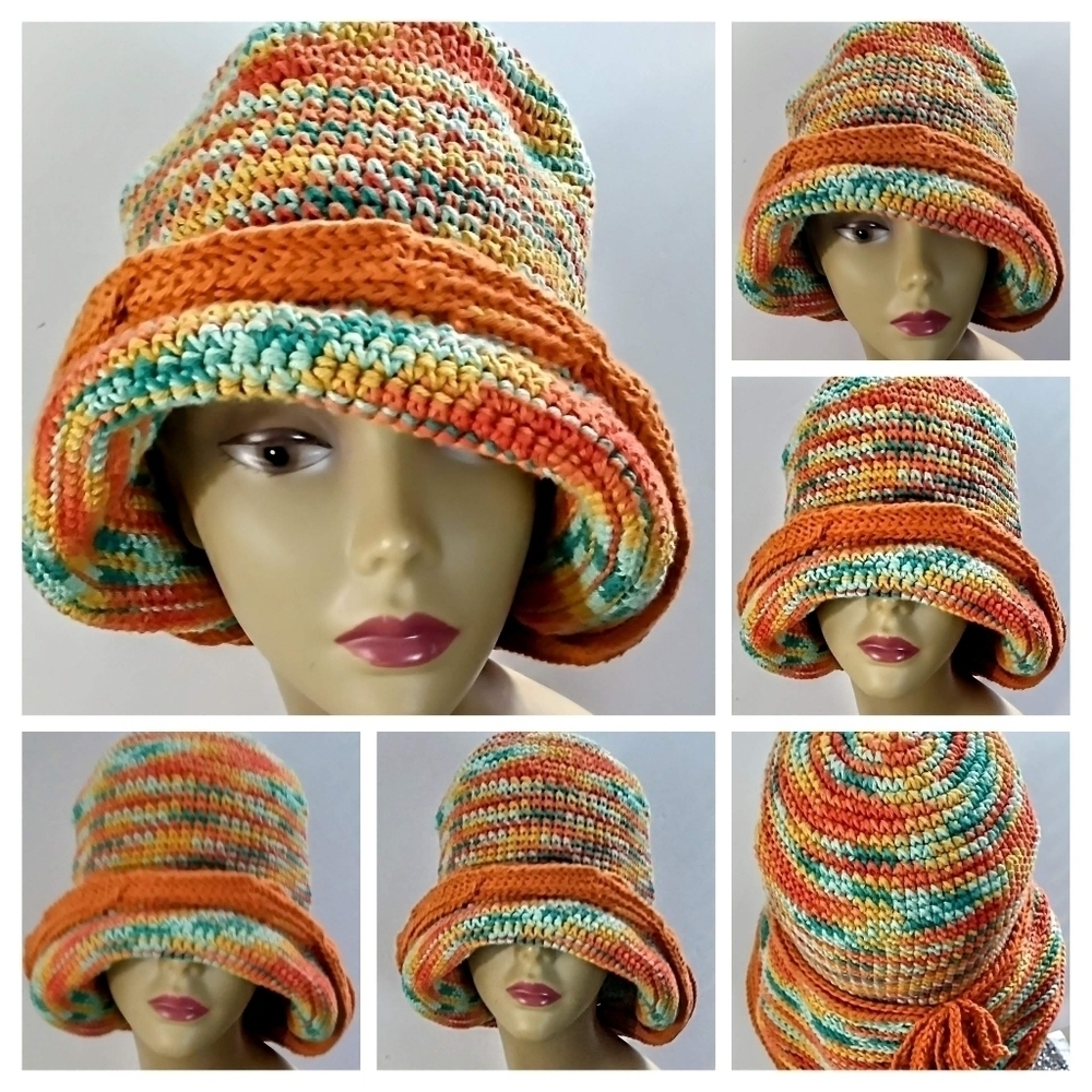 NWT Versatile Embossed Crochet Fedora With An Adjustable Drawstring. - Picture 3 of 12